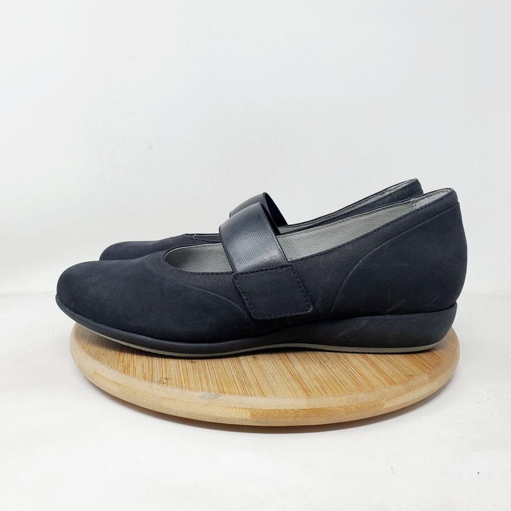 Dansko Kendra Shoes Womens 36 Black Leather Mary Jane Wedge Modest Comfort